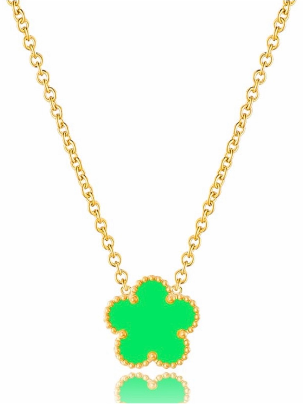 ⭐️FINAL PRICE Stainless Steel Gold Chain Necklace with Green Clover Pendant